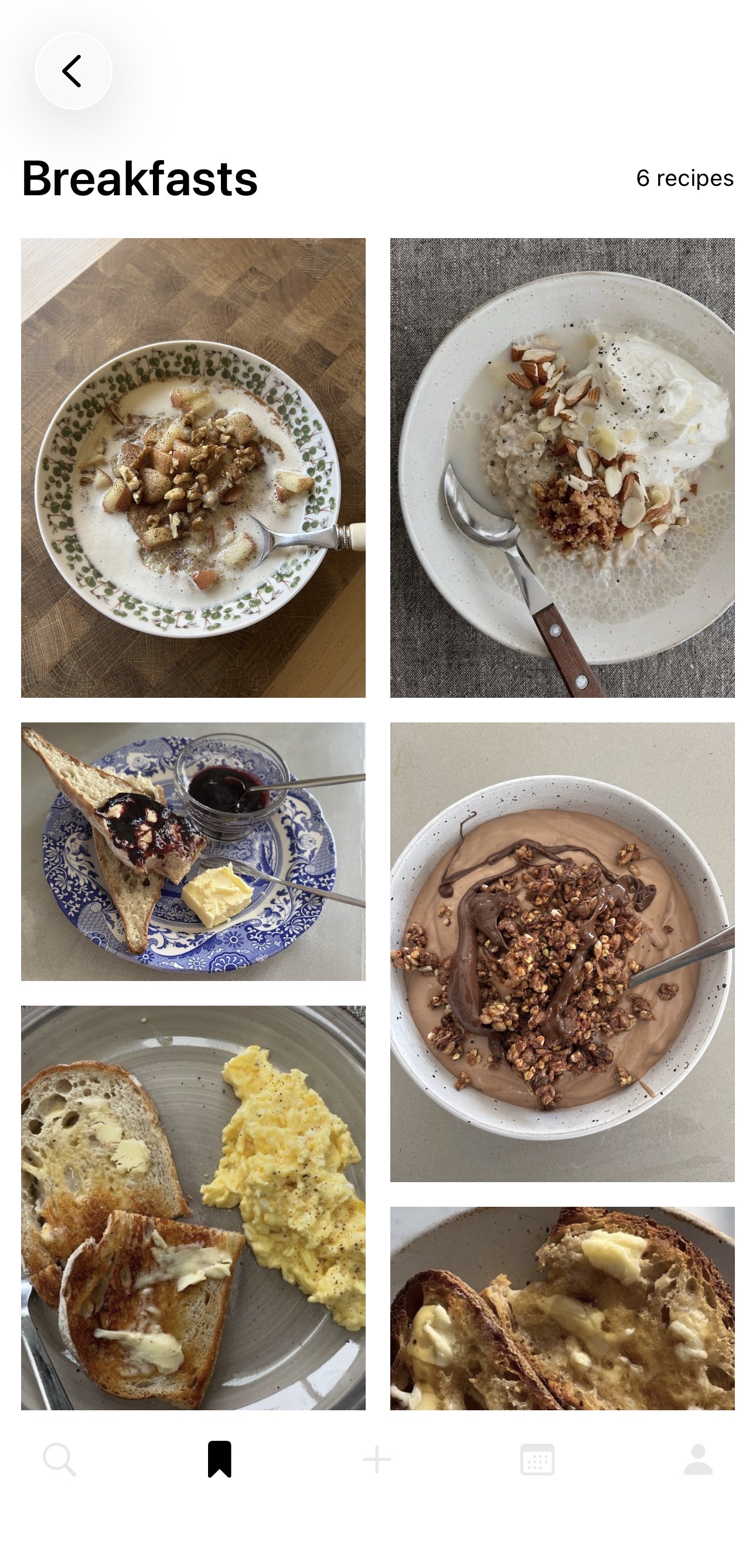 Foodilicous breakfasts screen